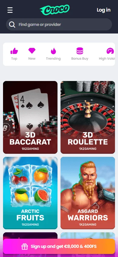 Crocoslots Casino mobile interface